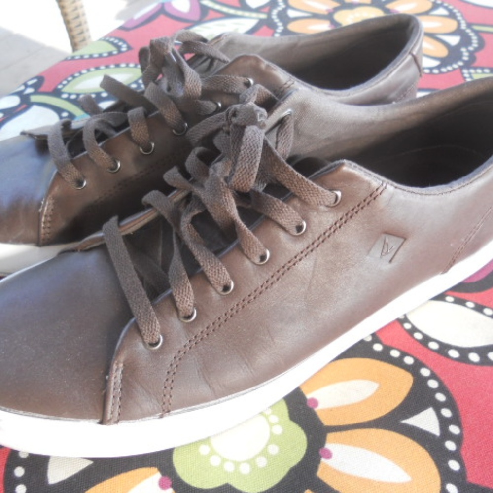 Sperry Topsider Brown Leather Sneakers 10.5